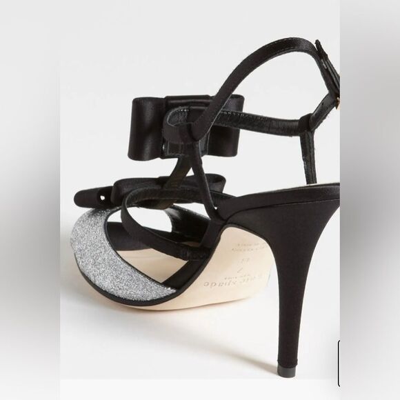 Kate Spade New York Ivy Silver Fine Glitter Black Heels Size 9 NWT - Picture 3 of 14